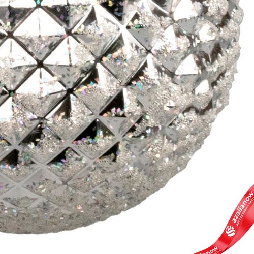 Фото 5: Украшение подвесное «Шар с глиттером» (пластик), D20см, серебряный