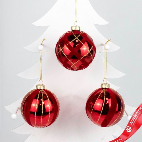 Украшение подвесное «Шар» (стекло), D8см, в асс., красный, вар. 2