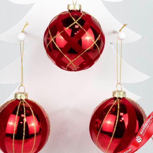 Фото 2: Украшение подвесное «Шар» (стекло), D8см, в асс., красный, вар. 2