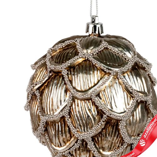 Фото 2: Украшение подвесное «Шишка» (пластик), 12см, серебряный