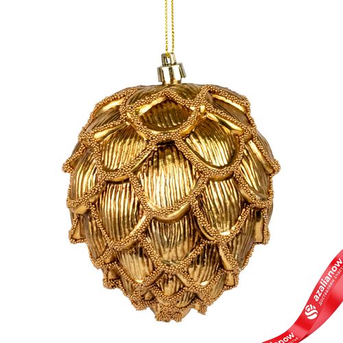 Украшение подвесное «Шишка» (пластик), 12см, золотой