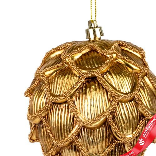 Фото 2: Украшение подвесное «Шишка» (пластик), 12см, золотой