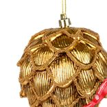 Маленькое фото 2: Украшение подвесное «Шишка» (пластик), 12см, золотой