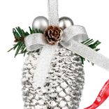 Маленькое фото 4: Украшение подвесное «Шишка на ветке» (пластик), H15х7см, серебряный