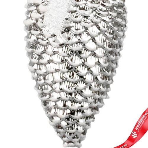 Фото 5: Украшение подвесное «Шишка на ветке» (пластик), H15х7см, серебряный