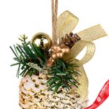 Маленькое фото 4: Украшение подвесное «Шишка на ветке» (пластик), H15х7см, золотой