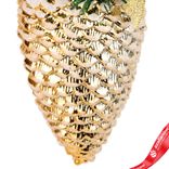 Маленькое фото 5: Украшение подвесное «Шишка на ветке» (пластик), H15х7см, золотой