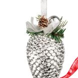 Маленькое фото 2: Украшение подвесное «Шишка на ветке» (пластик), H21х10cм, серебряный