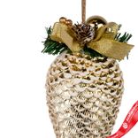 Маленькое фото 2: Украшение подвесное «Шишка на ветке» (пластик), H21х10cм, золотой