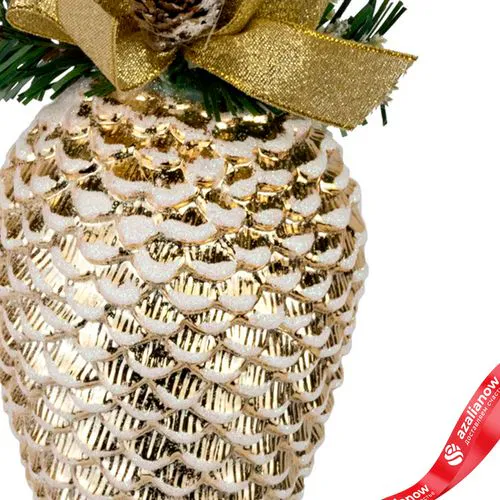 Фото 3: Украшение подвесное «Шишка на ветке» (пластик), H21х10cм, золотой