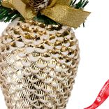 Маленькое фото 3: Украшение подвесное «Шишка на ветке» (пластик), H21х10cм, золотой