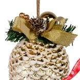 Маленькое фото 4: Украшение подвесное «Шишка на ветке» (пластик), H21х10cм, золотой