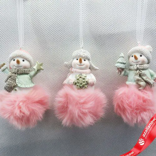 Украшение подвесное «Снеговик на облачке» (полирезин), Н8,5х5,5см, в асс., розовый