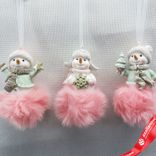 Маленькое фото 1: Украшение подвесное «Снеговик на облачке» (полирезин), Н8,5х5,5см, в асс., розовый