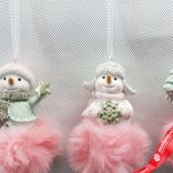 Маленькое фото 2: Украшение подвесное «Снеговик на облачке» (полирезин), Н8,5х5,5см, в асс., розовый
