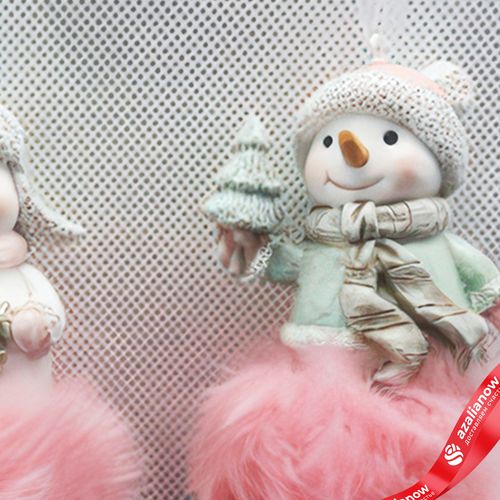 Фото 5: Украшение подвесное «Снеговик на облачке» (полирезин), Н8,5х5,5см, в асс., розовый