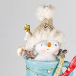 Маленькое фото 2: Украшение подвесное «Снеговик» в кружке (полирезин), Н10х7х5см, голубой