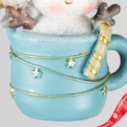 Фото 5: Украшение подвесное «Снеговик» в кружке (полирезин), Н10х7х5см, голубой