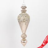 Маленькое фото 1: Украшение подвесное со стразами (стекло), Н19х5,5см, серебряный