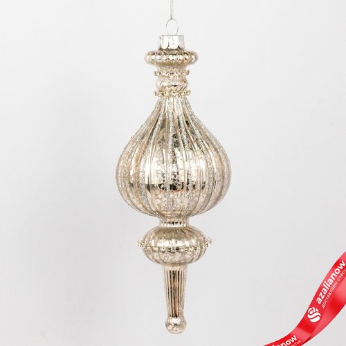 Украшение подвесное со стразами (стекло), Н19х7,5см, серебряный