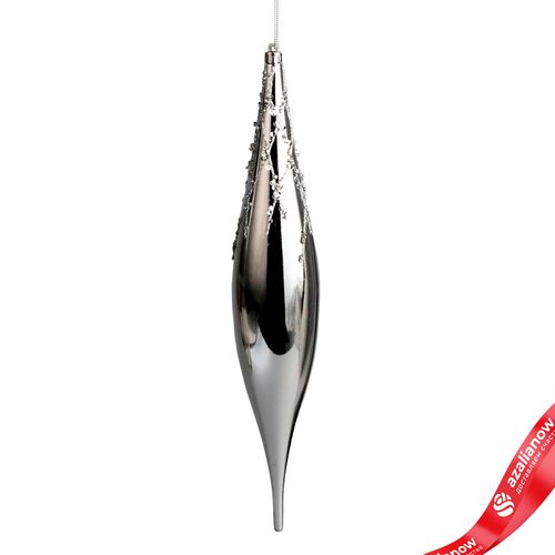 Украшение подвесное «Сосулька» (пластик), Н33см, серебряный