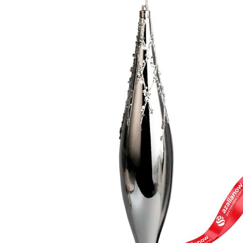 Фото 2: Украшение подвесное «Сосулька» (пластик), Н33см, серебряный