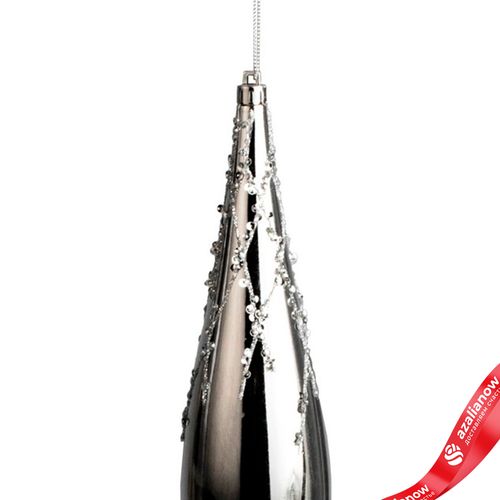 Фото 4: Украшение подвесное «Сосулька» (пластик), Н33см, серебряный