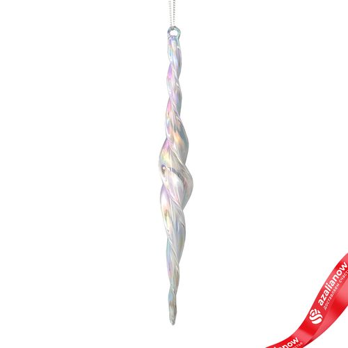 Украшение подвесное «Сосулька» (стекло), спираль, 20см, белый