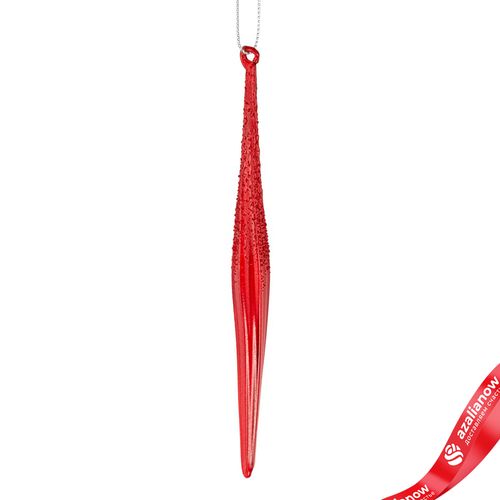 Украшение подвесное «Сосулька» (стекло), Н16см, красный