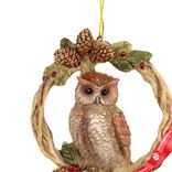 Маленькое фото 2: Украшение подвесное «Сова на венке» (полирезин), Н9,5х7,5х3см, коричневый