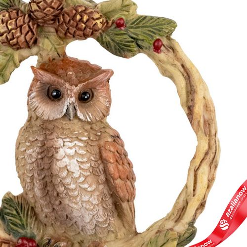 Фото 3: Украшение подвесное «Сова на венке» (полирезин), Н9,5х7,5х3см, коричневый