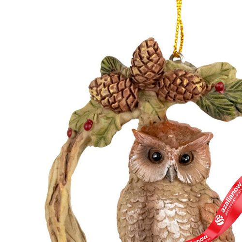 Фото 4: Украшение подвесное «Сова на венке» (полирезин), Н9,5х7,5х3см, коричневый