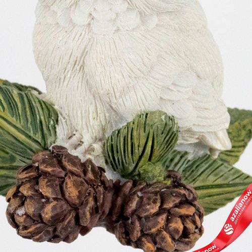 Фото 5: Украшение подвесное «Сова с шишками» (полирезин), Н6,5х5,5х4,5см, белый