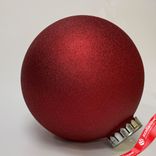 Маленькое фото 1: Украшение «Шар с блестками» (пластик), D20см, красный