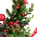 Маленькое фото 5: Венок еловый с ягодами, шишками и шарами, D51см, зеленый/красный