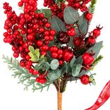 Маленькое фото 5: Ветка еловая с ягодами и эвкалиптом, 40см, зеленый/красный