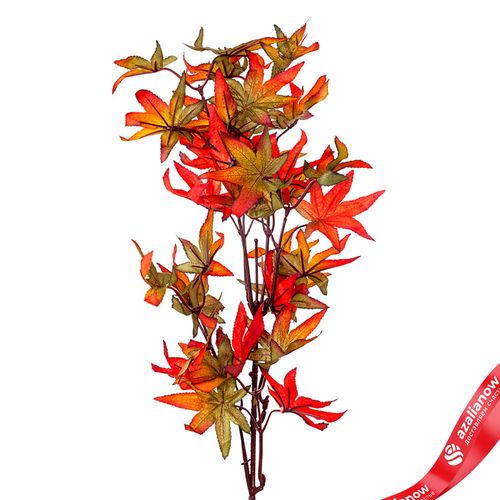 Ветка клена искусственная (пластик), 78см, зеленый/оранжевый