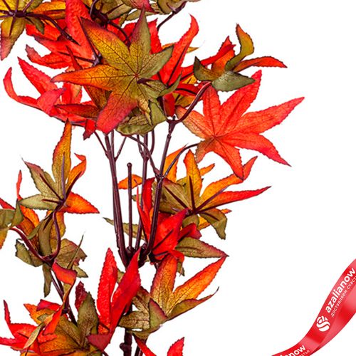 Фото 3: Ветка клена искусственная (пластик), 78см, зеленый/оранжевый