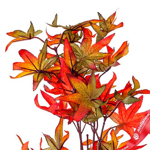 Фото 4: Ветка клена искусственная (пластик), 78см, зеленый/оранжевый