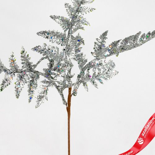 Фото 2: Ветка «Папоротник с глиттером», 27см, серебряный