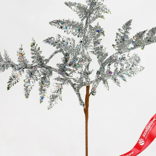 Фото 3: Ветка «Папоротник с глиттером», 27см, серебряный