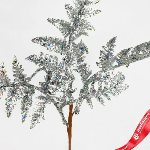 Фото 4: Ветка «Папоротник с глиттером», 27см, серебряный