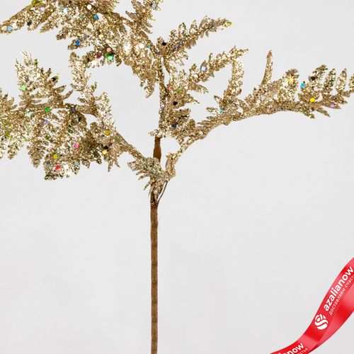 Фото 2: Ветка «Папоротник с глиттером», 27см, шампань