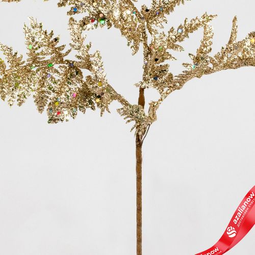 Фото 3: Ветка «Папоротник с глиттером», 27см, шампань