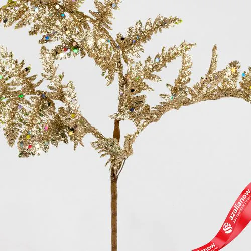 Фото 4: Ветка «Папоротник с глиттером», 27см, шампань