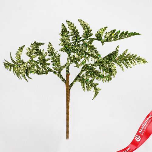 Ветка «Папоротник с глиттером», 27см, зеленый