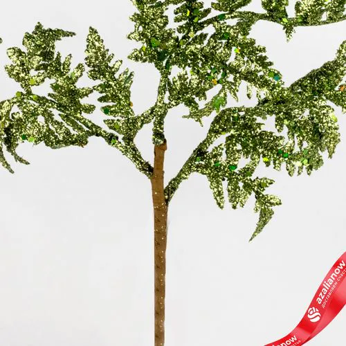 Фото 3: Ветка «Папоротник с глиттером», 27см, зеленый