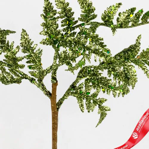 Фото 4: Ветка «Папоротник с глиттером», 27см, зеленый