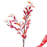 Маленькое фото 1: Ветка с листьями искусственная (пластик), 110см, красный