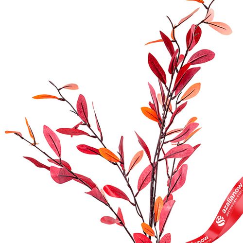 Фото 2: Ветка с листьями искусственная (пластик), 110см, красный